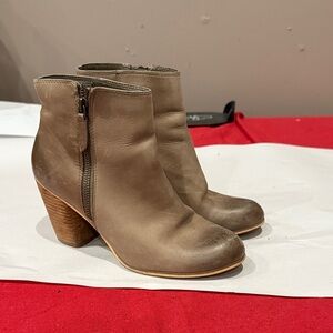BP Taupe Ankle Booties with Wooden Heel